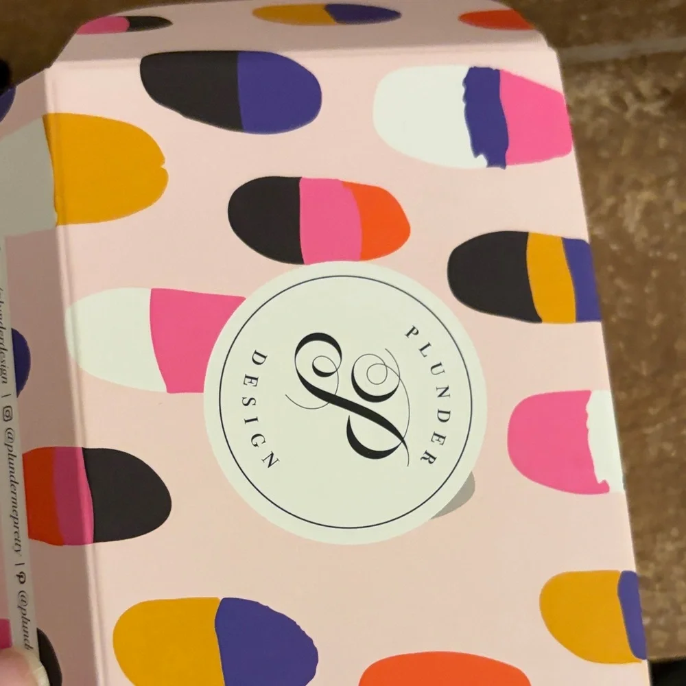 Plunder Pink Polka Dot Accessory Box with tissue and 4 braclets. Black,tan,white